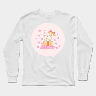 A gift box with a cute cat. Long Sleeve T-Shirt